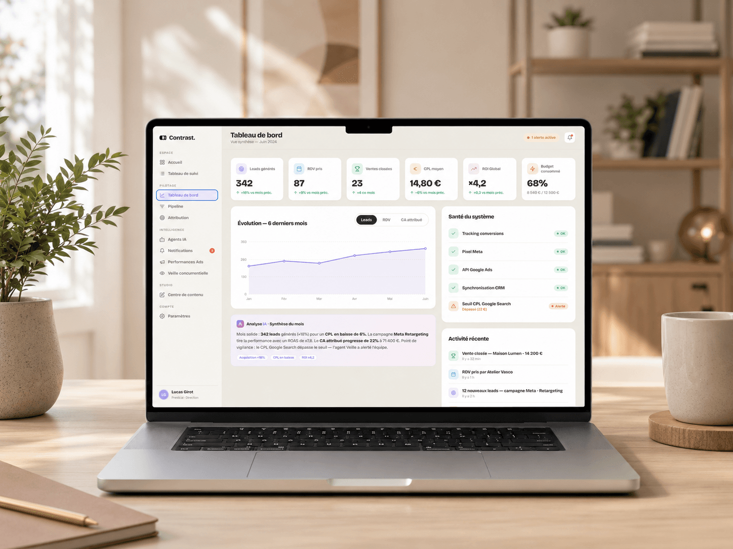 Hub:Pilot, le tableau de bord Contrast qui réunit toutes vos données marketing.
